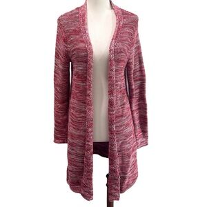 Women's Pink Open-Front Sweater J. Jill 100% Cotton Cardigan EUC Knit
